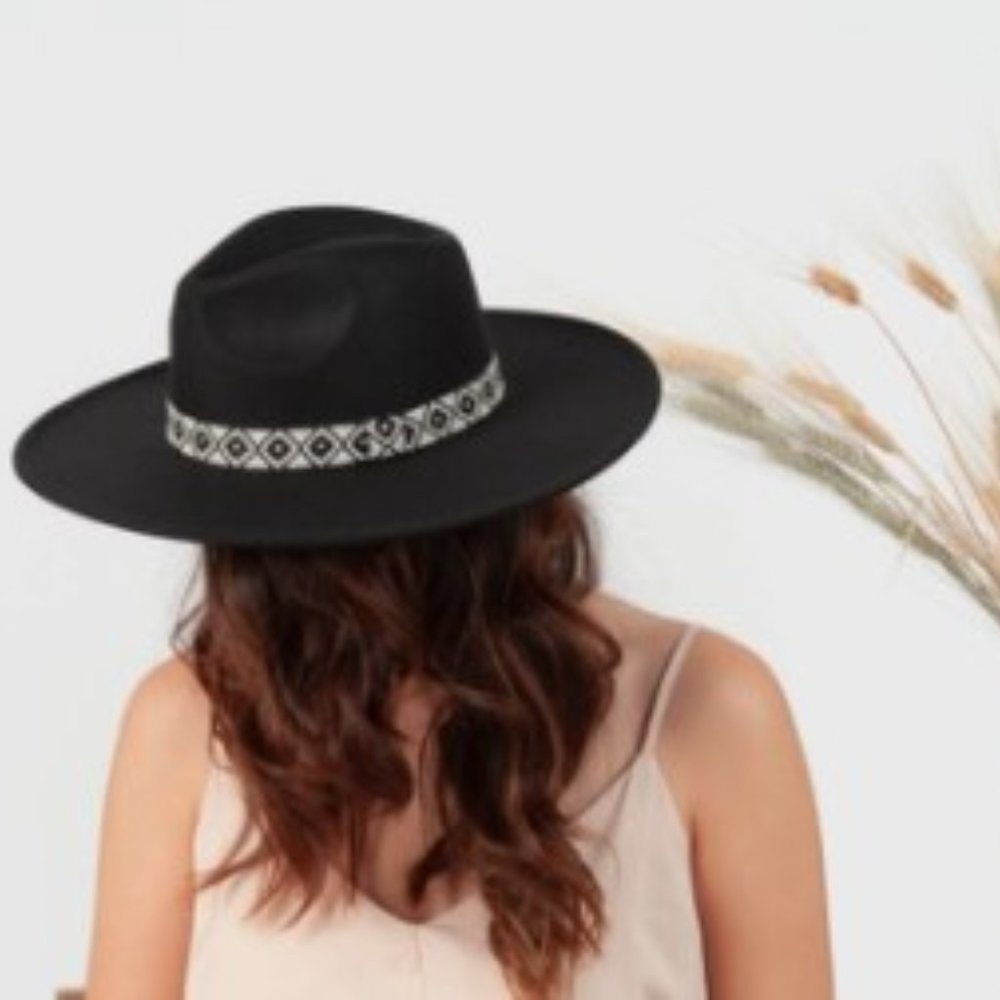 Rodeo Fedora with Trim - Black